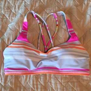 Pink stripe free to be bra lululemon sz 6